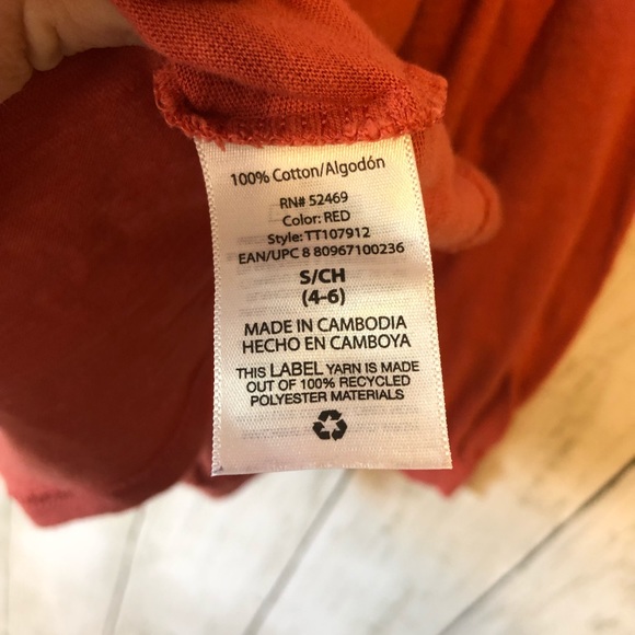 Time & Tru Balloon Long Sleeve Box Shirt Red Small Crew Neck Crop Oversized - Picture 4 of 7